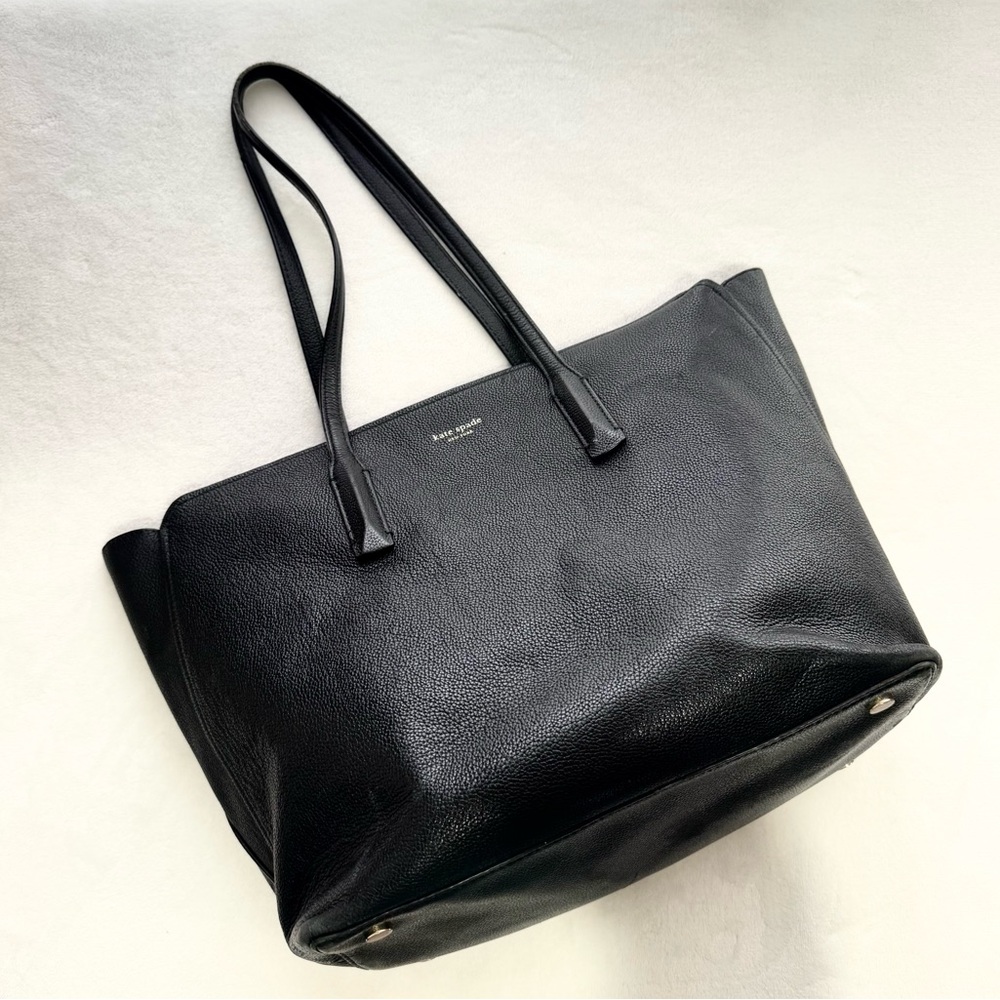 Kate Spade Margaux Large Tote Black Grain Leather Diaper Laptop Bag Designer - Picture 3 of 14